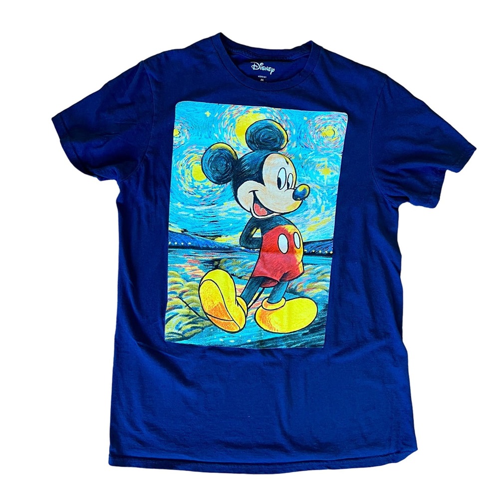 Disney Womens Mickey Mouse T Shirt Crew Neck Short Sleeve Blue Size M.